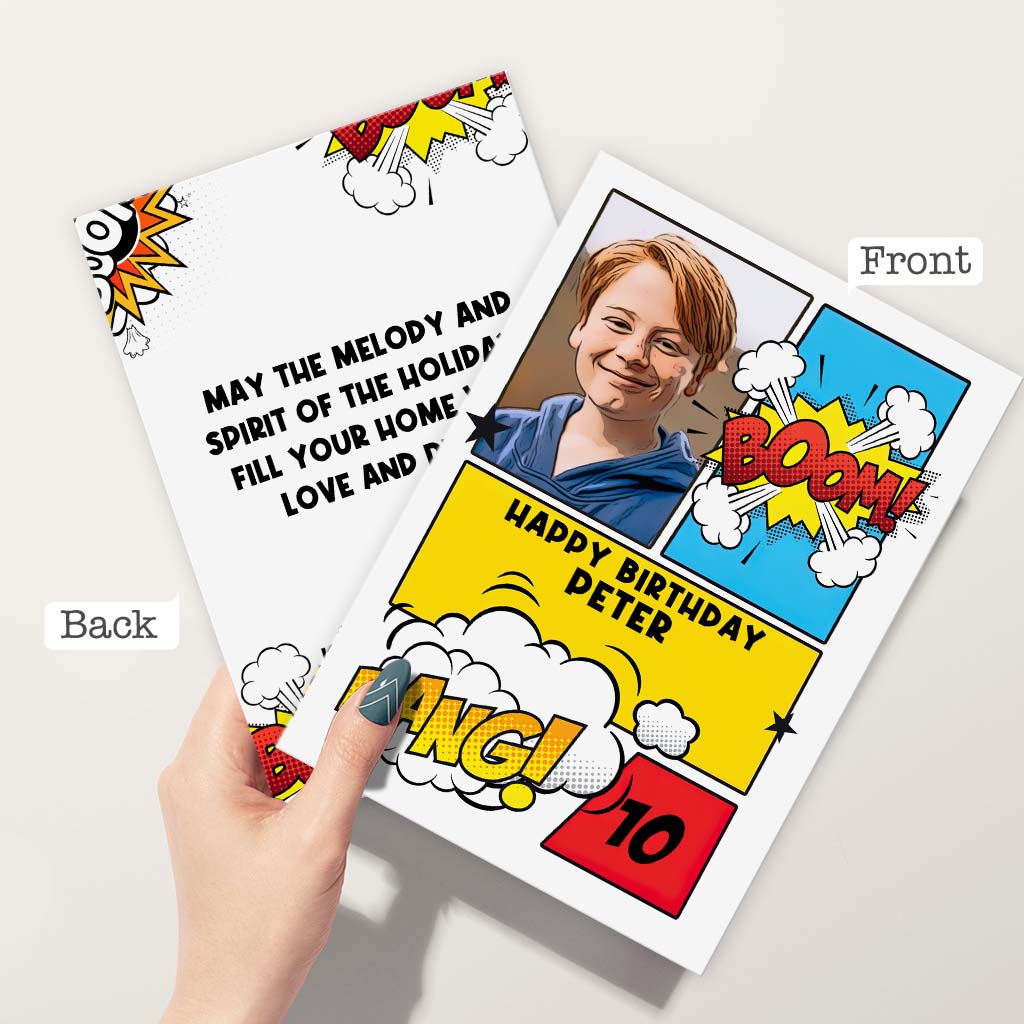 Birthday Comic Book Photo Upload - Personalized Greeting Card