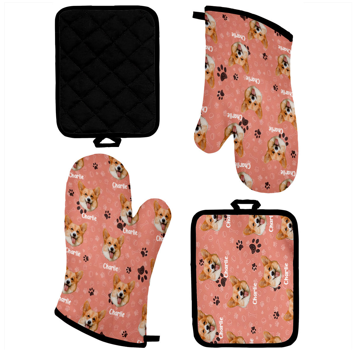 Custom Photo Pet Blanket - Gift for cat lovers - Personalized Oven Mitts & Pot Holder Set