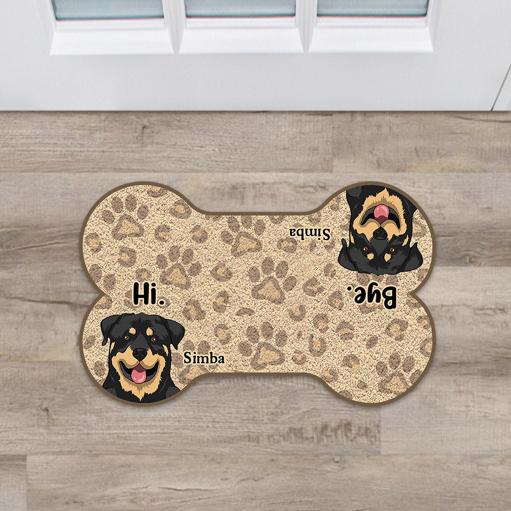 Hi Bye - Personalized Dog Shaped Doormat