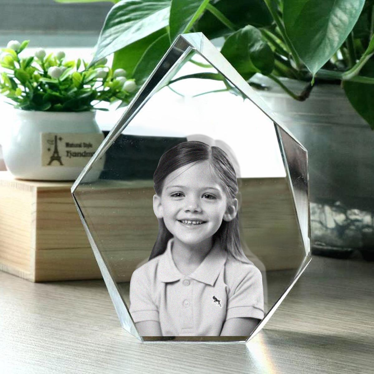 Custom Photo - Personalized Daughter Laser Engraving 3D Iceberg Shaped Crystal Lamp