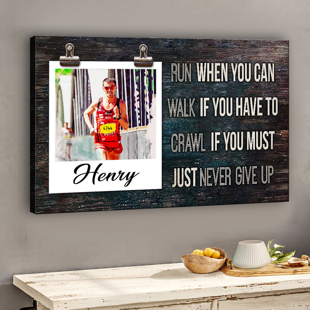 Never Give Up - Personalized Running Canvas And Poster