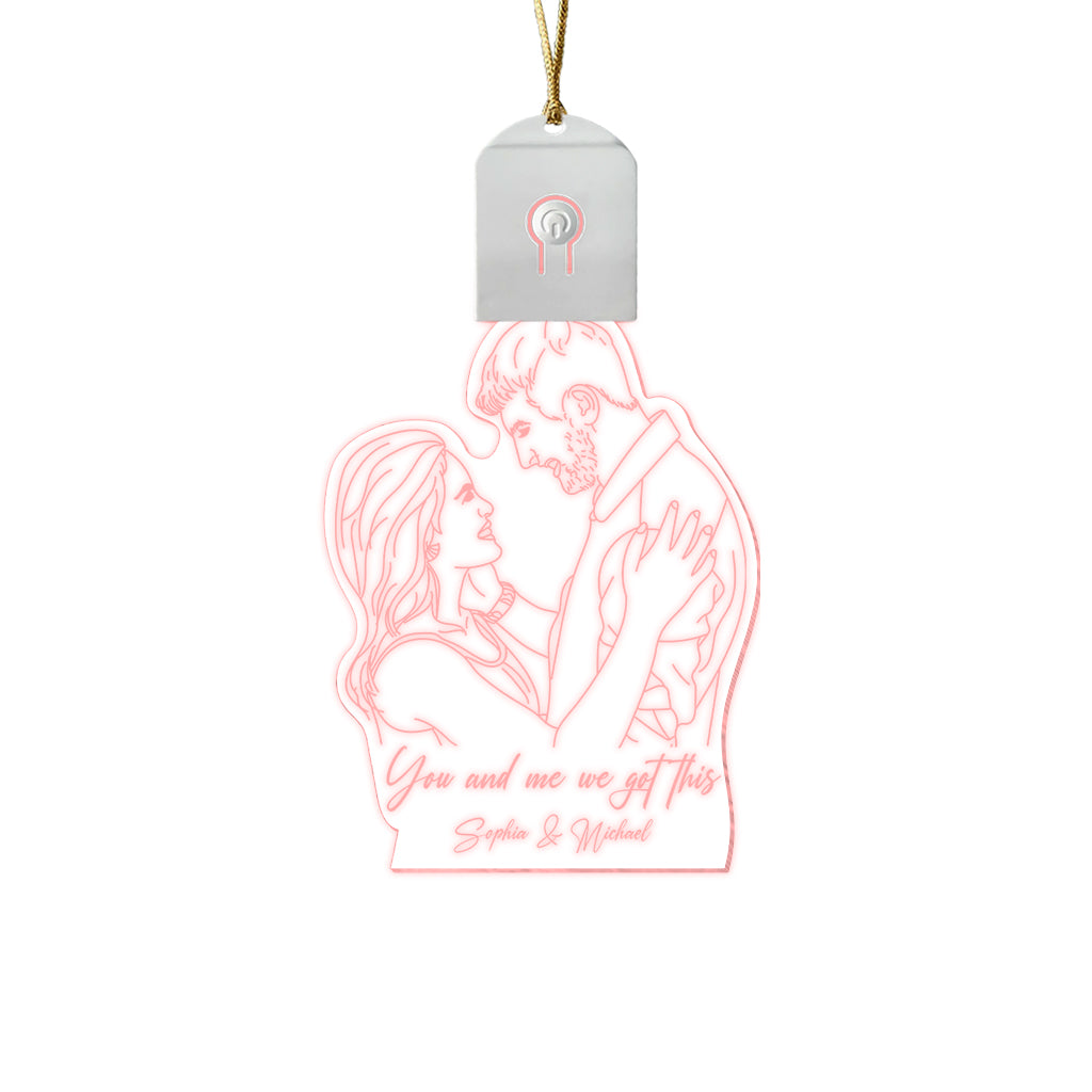 Line Drawing Couple - Personalized Couple Led Acrylic Ornament