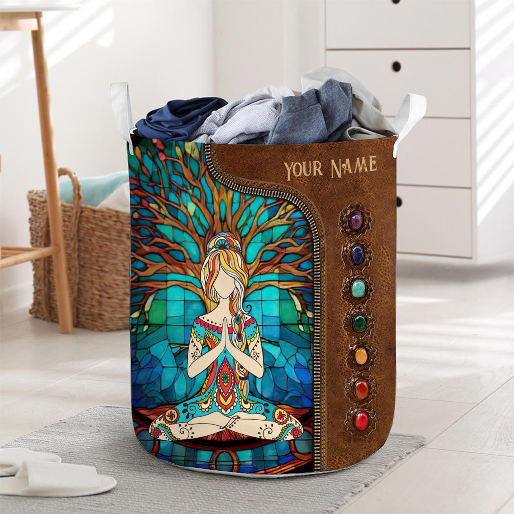 Namaste Green - Personalized Yoga Laundry Basket