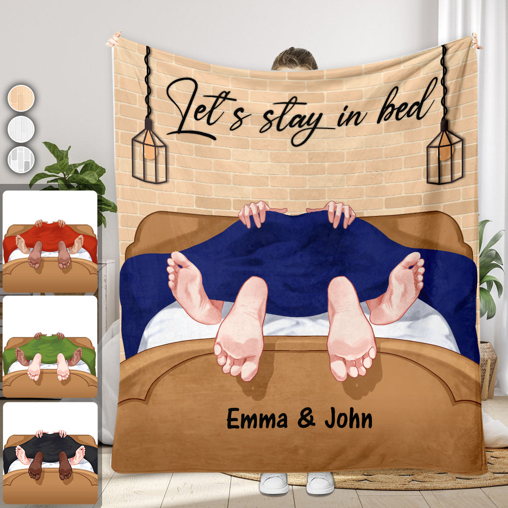 Let's Stay In Bed - Personalized Couple Blanket