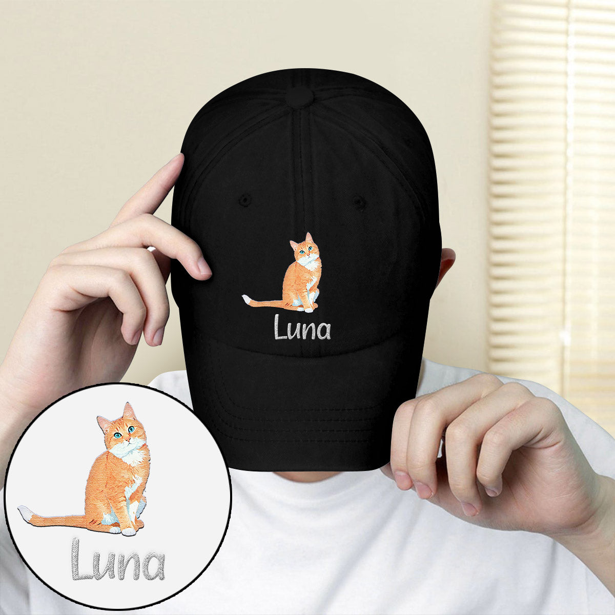 Custom 2D Photo - Personalized Cat Embroidered Classic Cap