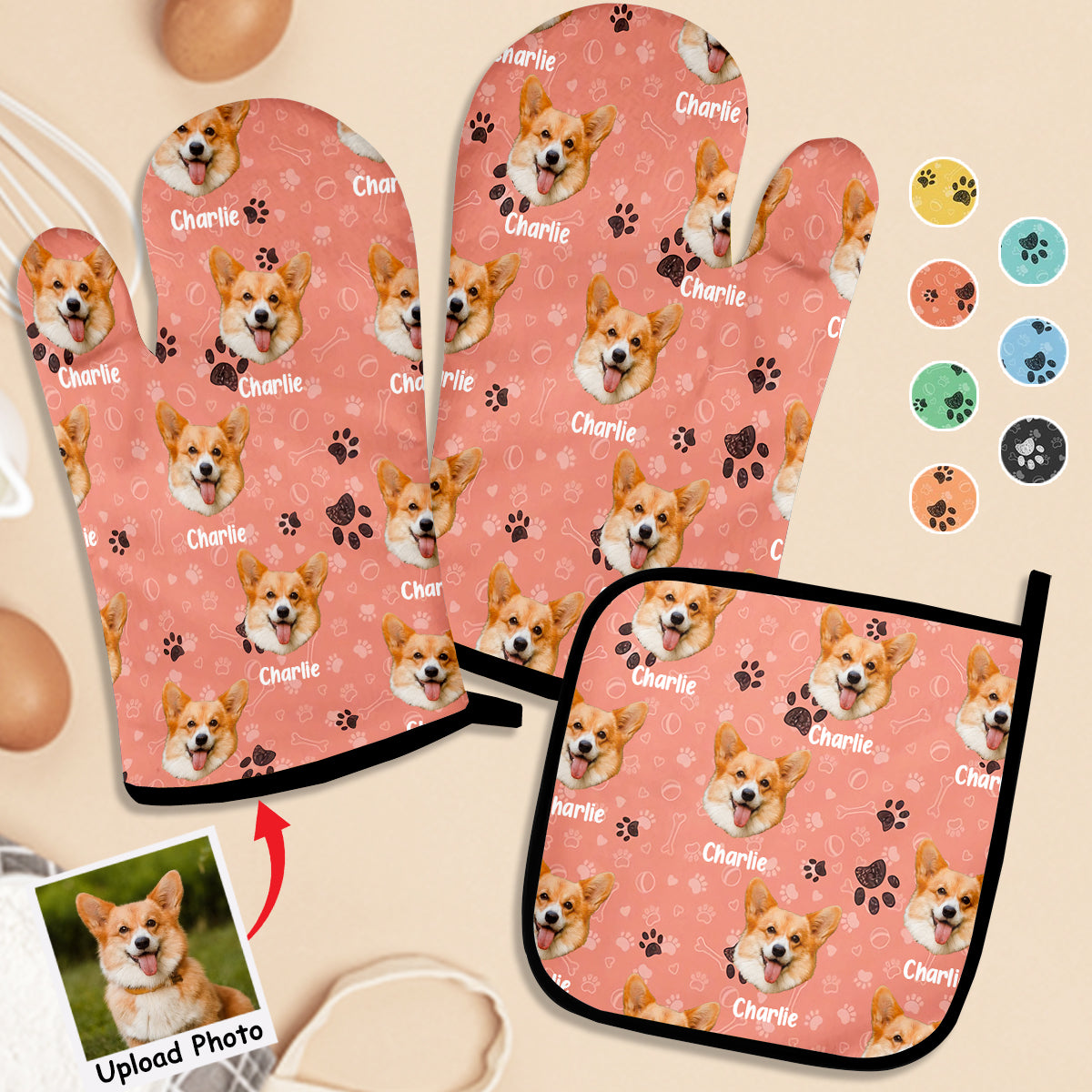 Custom Photo Pet Blanket - Gift for cat lovers - Personalized Oven Mitts & Pot Holder Set