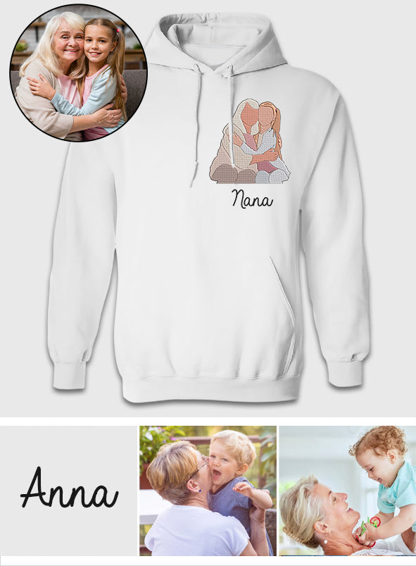 Custom 2D Photo - Personalized Grandma Embroidered Hoodie