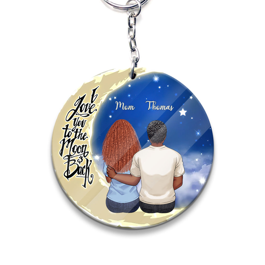 To The Moon And Back - Gift for grandma, mom, dad, grandpa - Personalized Keychain