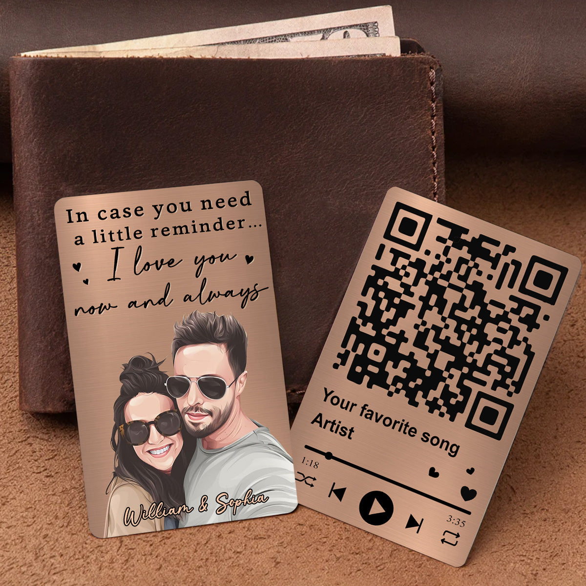 I Love You Now And Always - Personalized Couple Wallet Insert Card