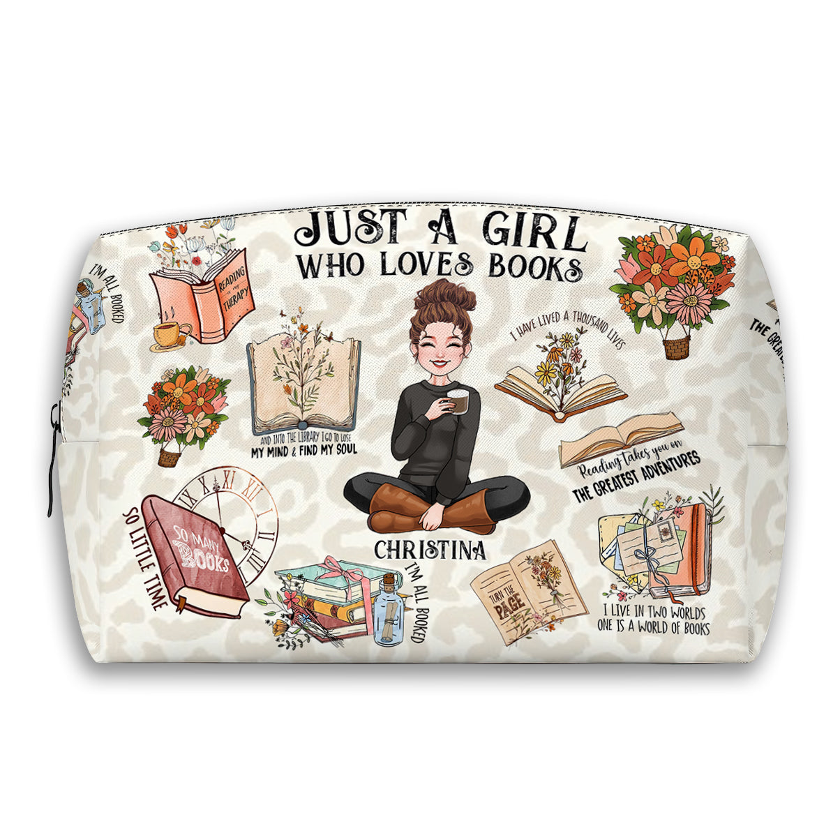 Just A Girl Who Loves Books - Personalized Book Makeup Bag