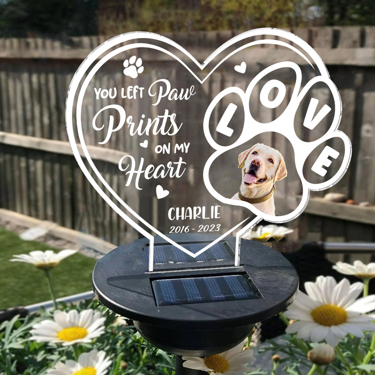 You Left Paw Print On Our Heart - Personalized Dog Garden Solar Light