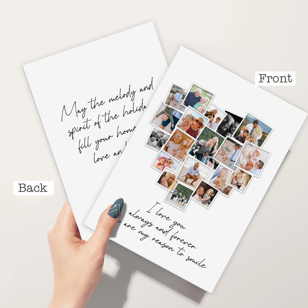 Any Message Heart Photo Upload - Personalized Greeting Card