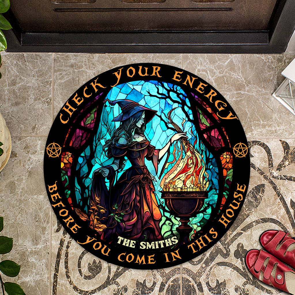 Check Ya Energy - Personalized Witch Shaped Doormat