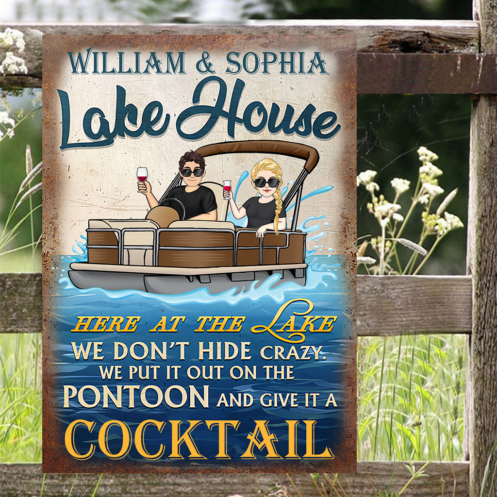 Lake House - Personalized Pontoon Rectangle Metal Sign