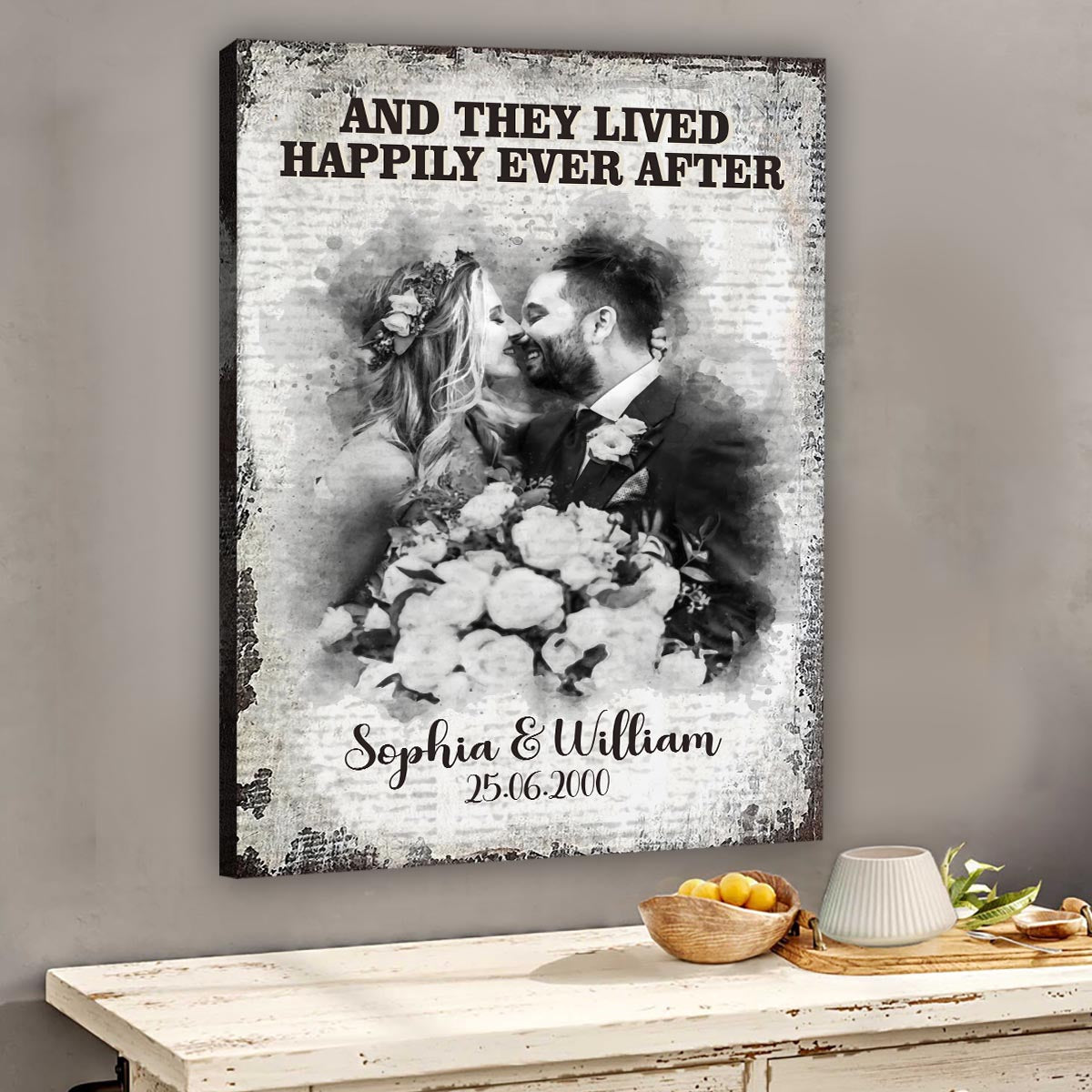 And They Lived Happily Ever After - Personalized Husband And Wife Canvas And Poster