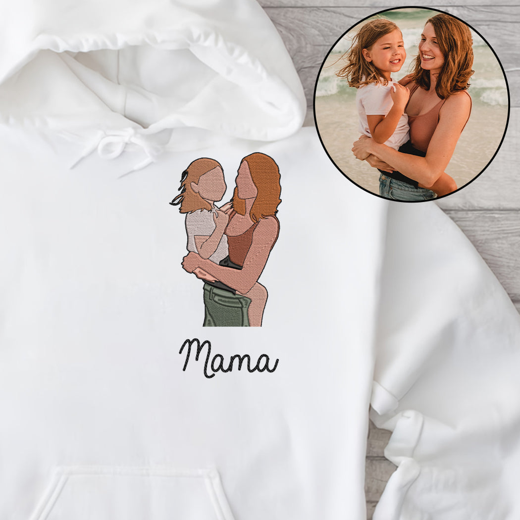 Custom 2D Photo - Personalized Step Mom Embroidered Hoodie