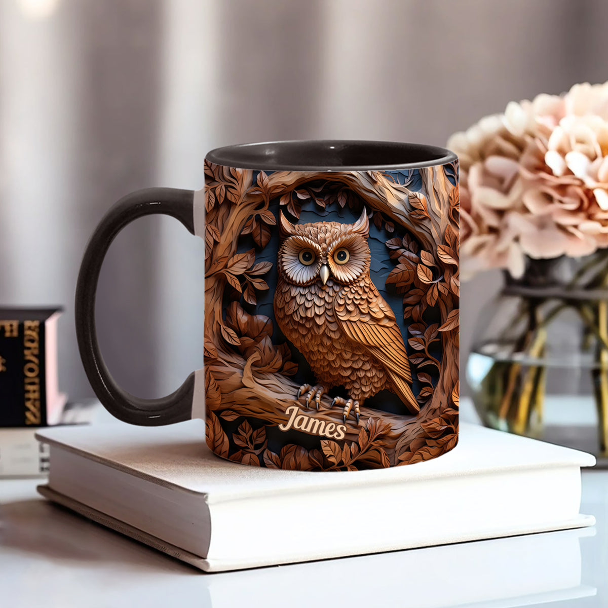Just A Girl Who Loves Owls - Personalized Owl Accent Mug