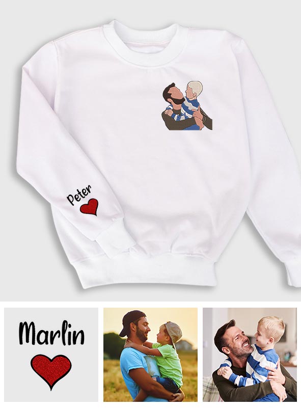 Custom 2D Photo - Personalized Father Embroidered Sweater