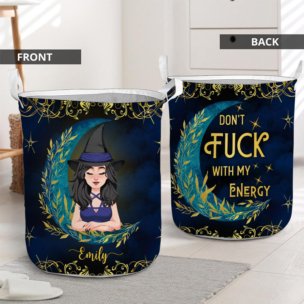 Don't F With My Energy Custom Personalized Witch Halloween Theme Laundry Basket