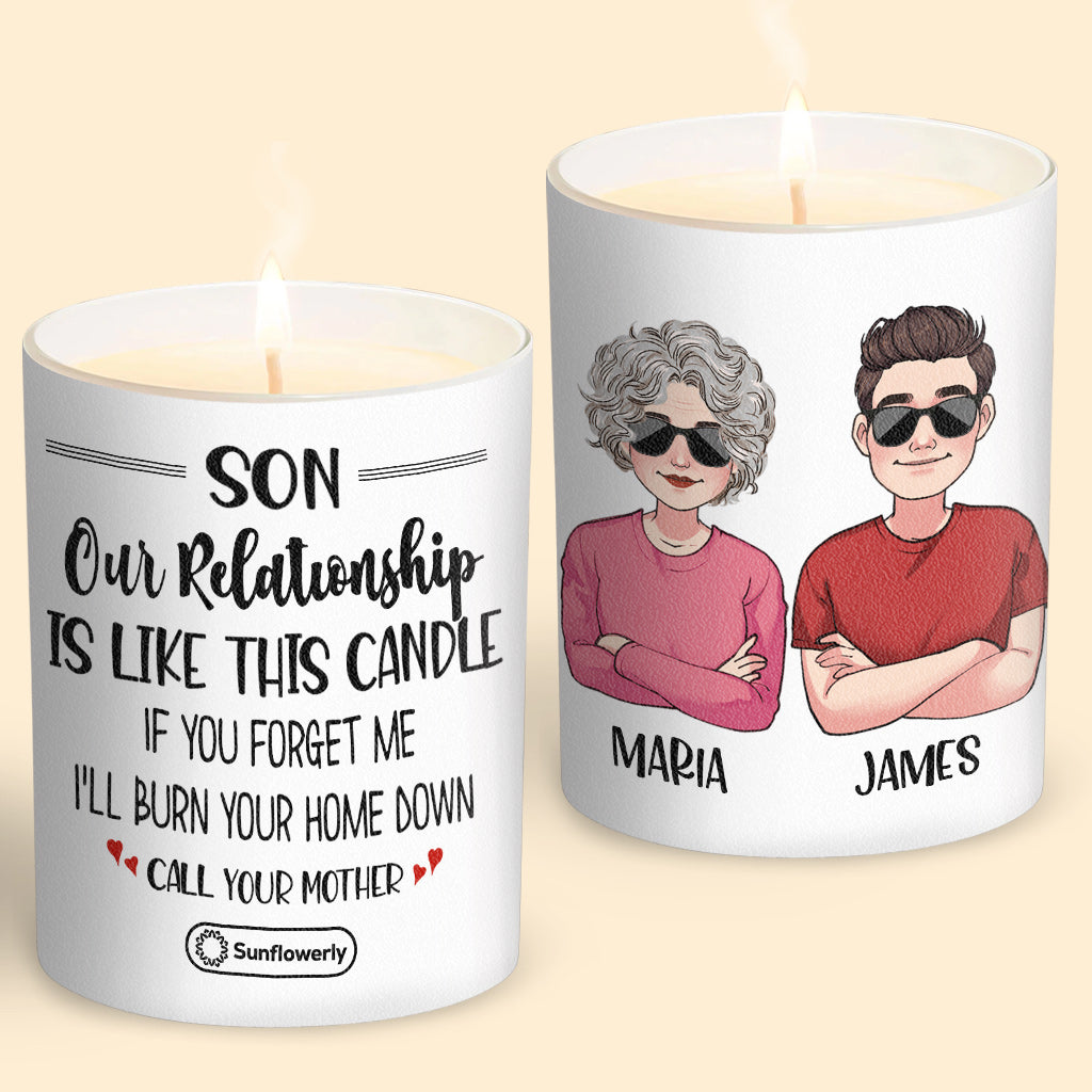 Our Relationship Is Like This - Personalized Son Candle With Wooden Lid