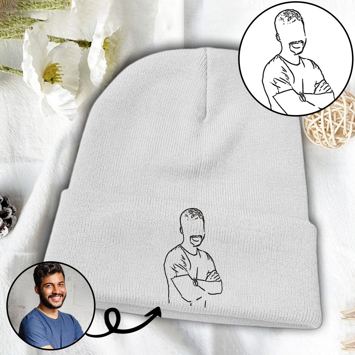 Custom Photo - Personalized Uncle Embroidered Beanie