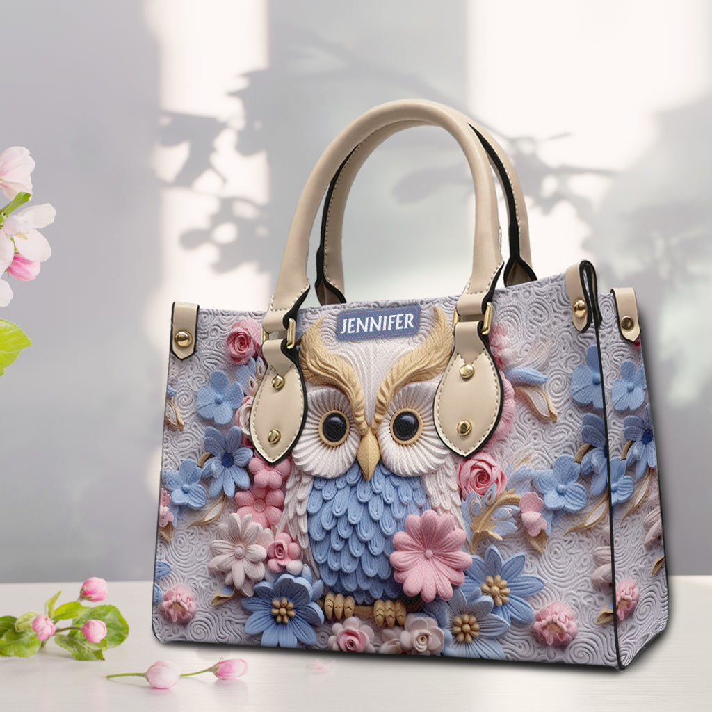 Beautiful Owl - Personalized Owl Leather Handbag