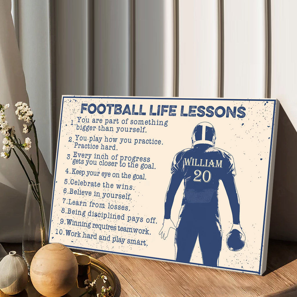 Football Life Lesson - Personalized Football Canvas And Poster