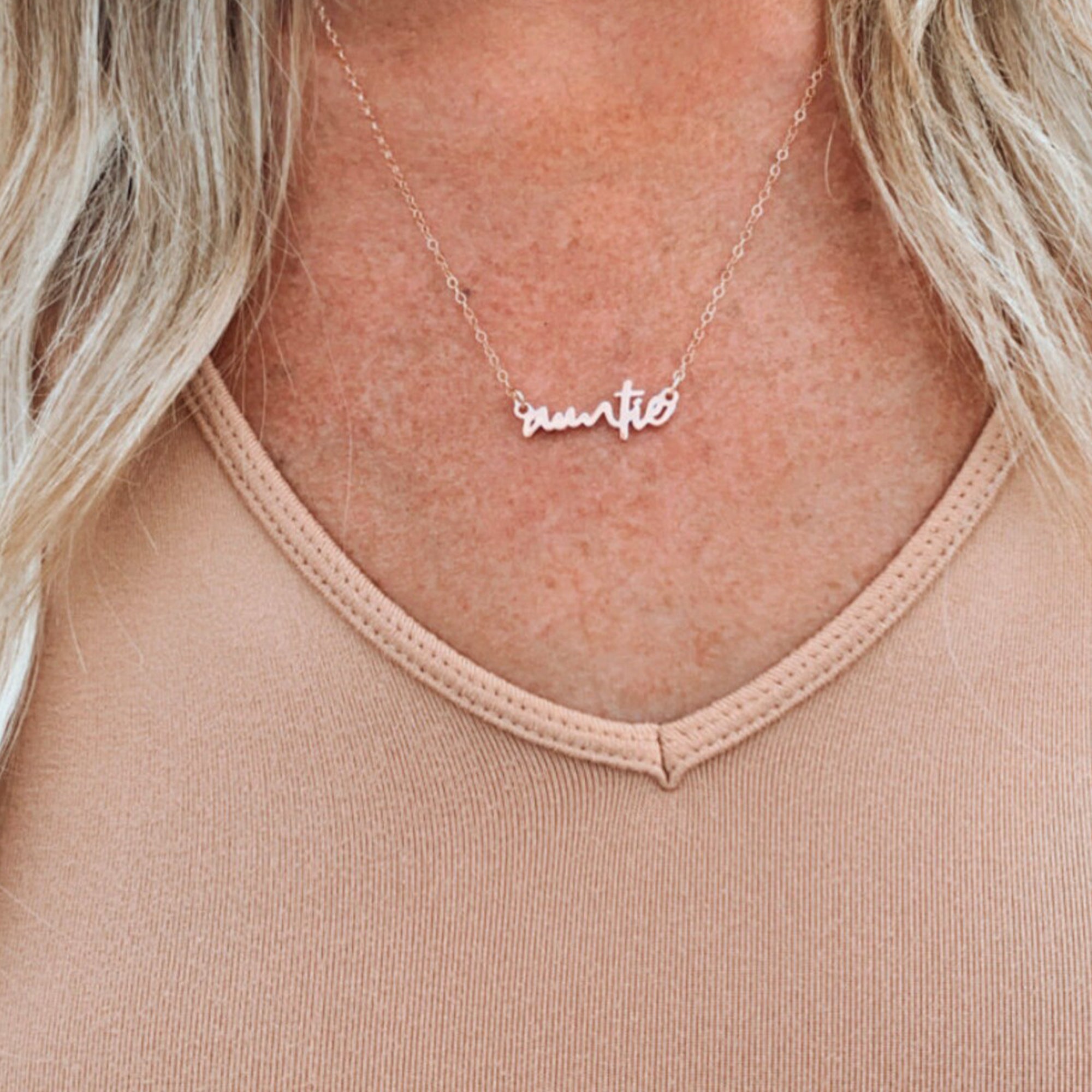 Auntie - Gift for Aunt - Personalized Name Necklace