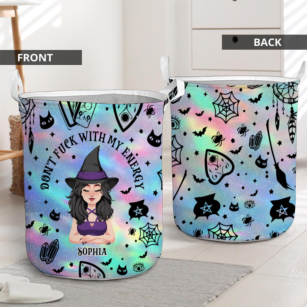 Don't F With My Energy Custom Personalized Witch Halloween Theme Laundry Basket