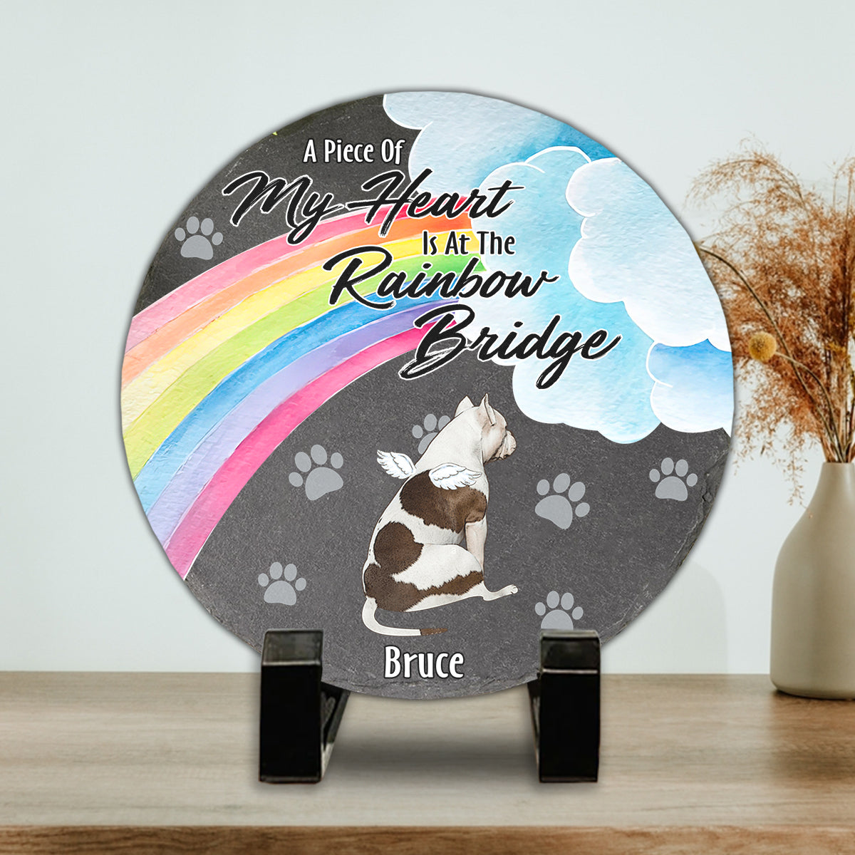 A Piece Of My Heart - Personalized Dog Round Shaped Stone