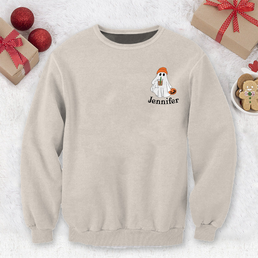 Little Ghost Ice Coffee - Personalized Halloween Ugly Sweater