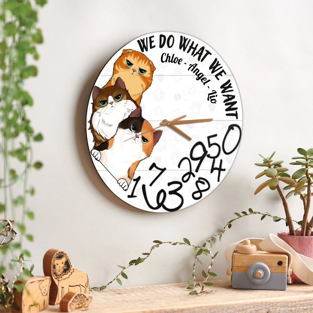 I Do What I Want - Personalized Cat Wall Clock