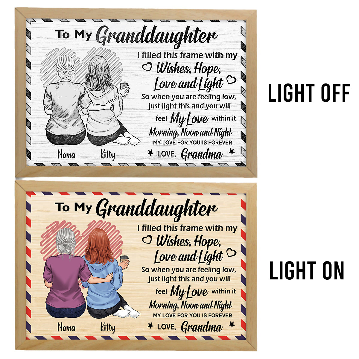 To My Granddaughter / Grandson / Daughter / Son / Grandma / Mom - Personalized Grandma Light Photo Frame