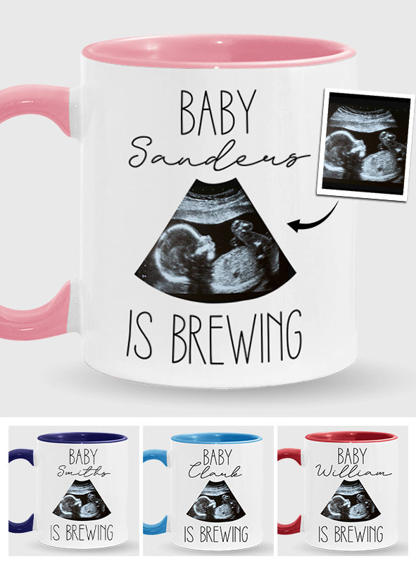 Baby Is Brewing Baby Ultrasound Photo - Pregnancy gift for wife - Personalized Accent Mug