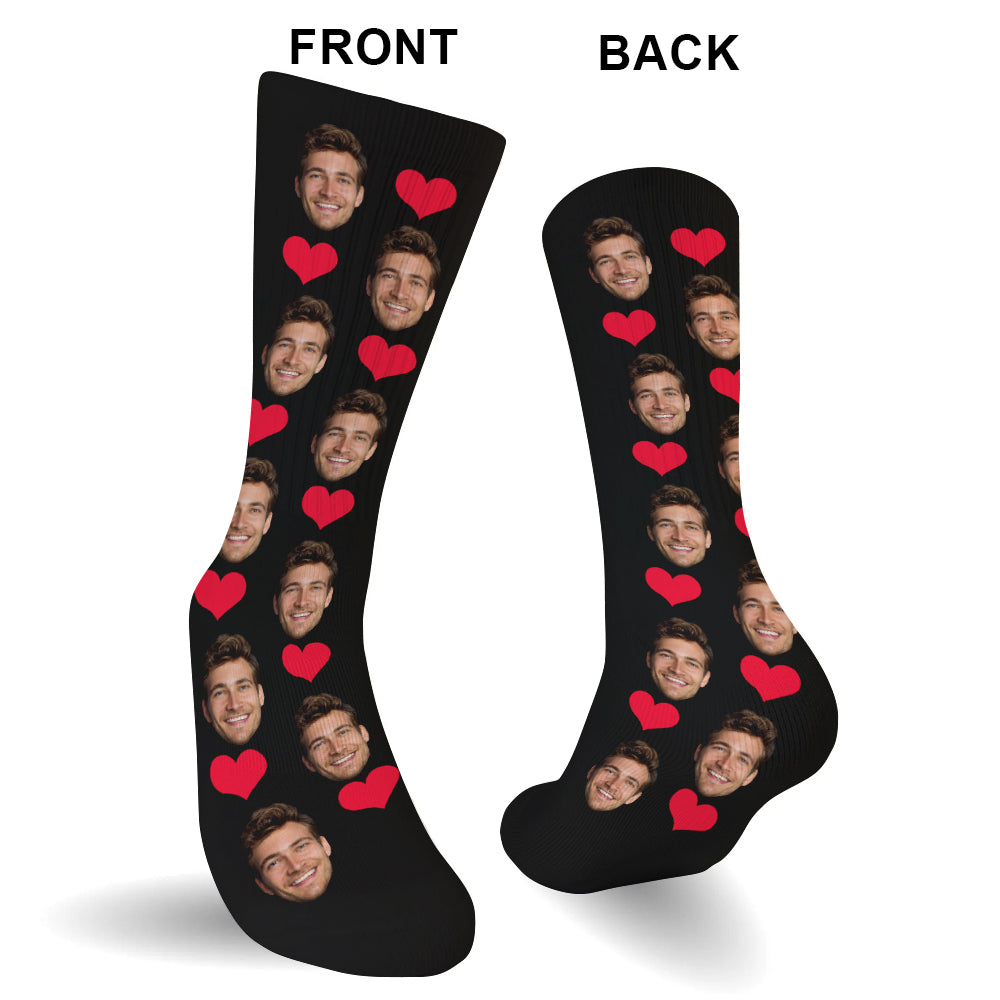 Custom Face Heart Pattern - Personalized Son Socks