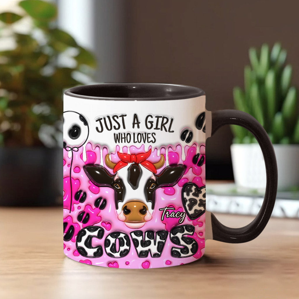 Just A Girl Who Loves Cow - Personalized Cow Accent Mug