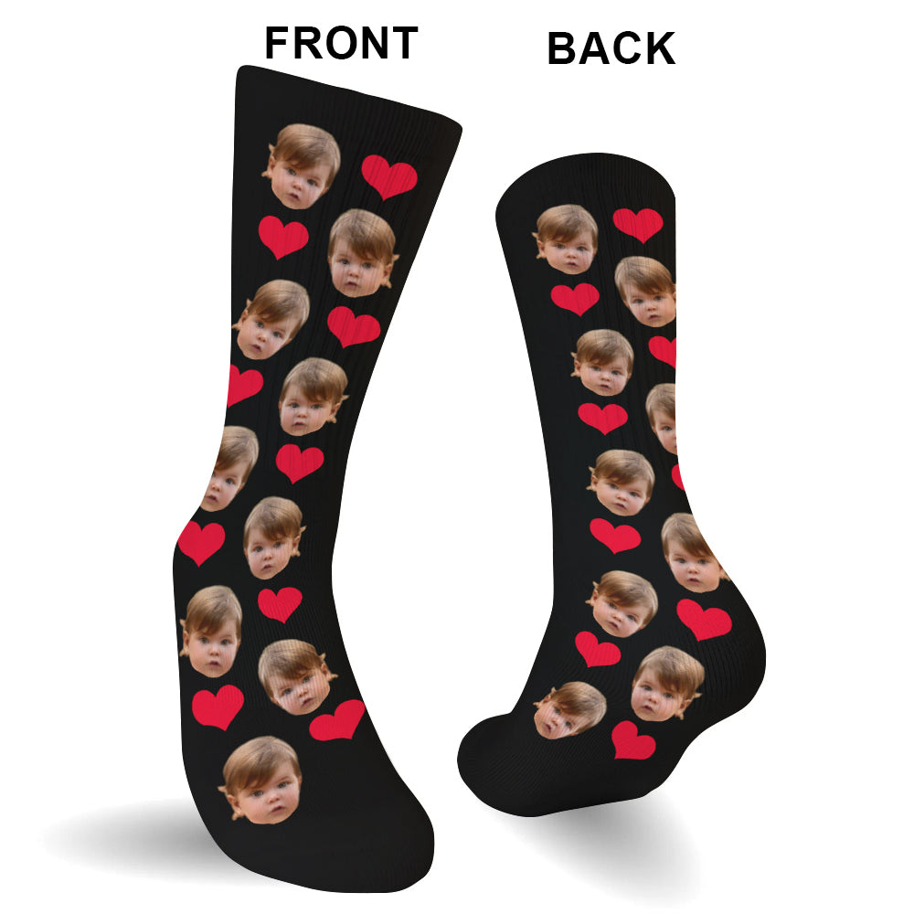 Custom Face Heart Pattern - Personalized granddaughter Socks