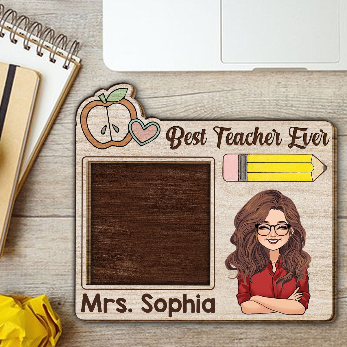 Best Teacher Ever - Personalized Teacher 2 Layered Wood Sign