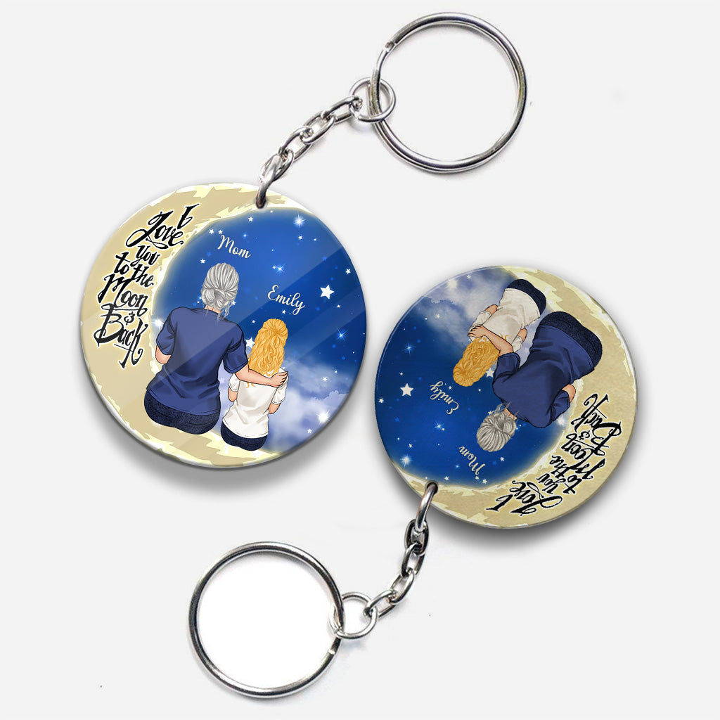 To The Moon And Back - Gift for grandma, mom, dad, grandpa - Personalized Keychain