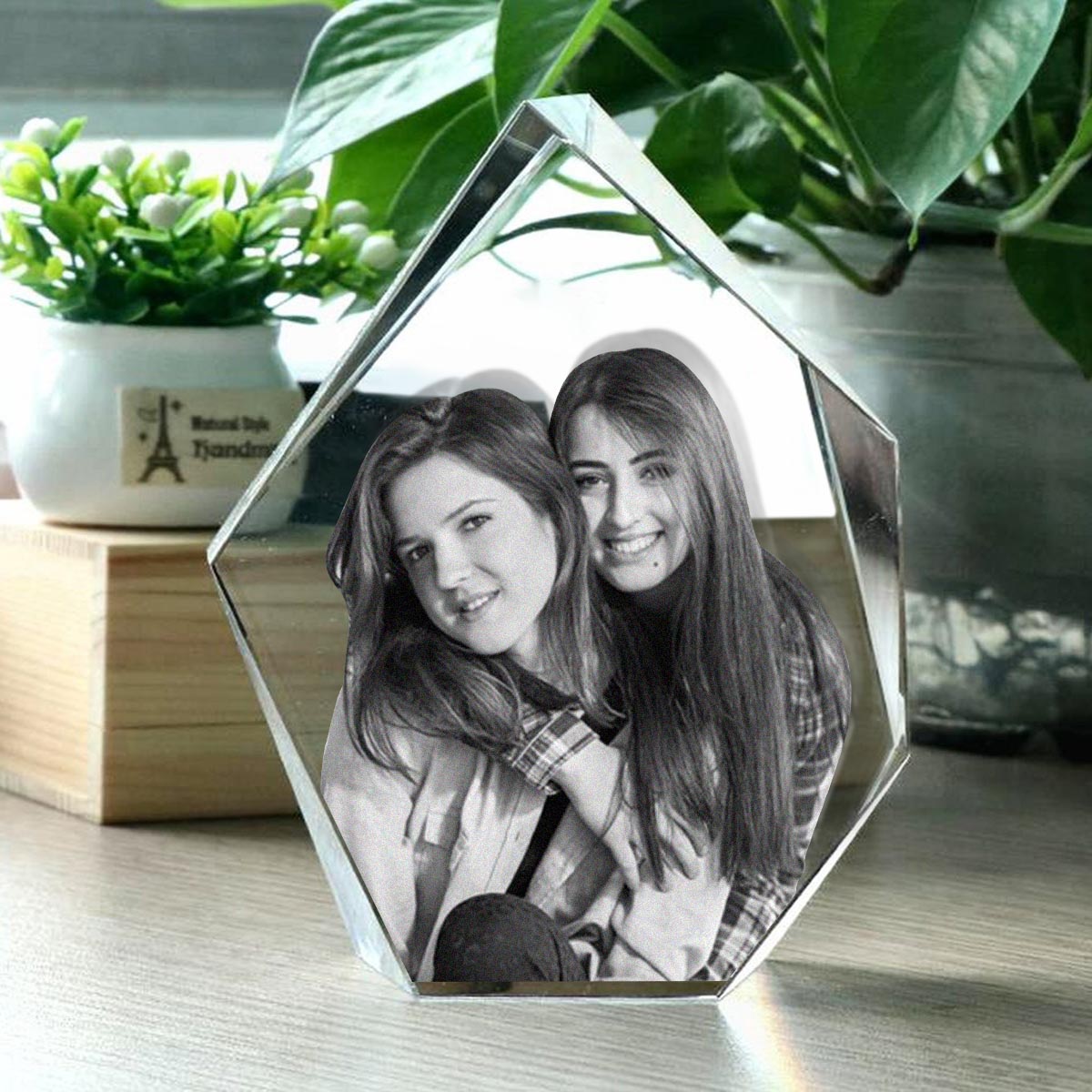 Custom Photo - Personalized Bestie Laser Engraving 3D Iceberg Shaped Crystal Lamp