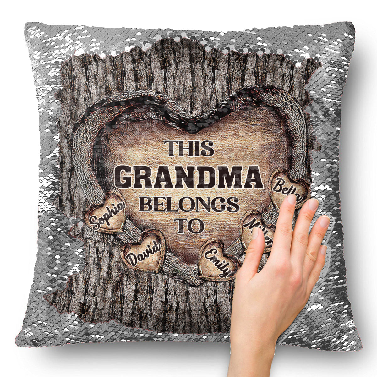 This Grandma Mom Mimi Nana Gigi Belongs To - Gift for grandma - Personalized Sequin Pillow Cover