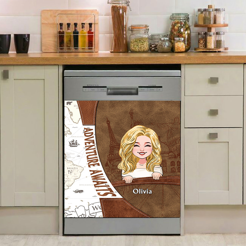 Adventure Awaits Custom Personalized Travelling Lover Dishwasher Cover