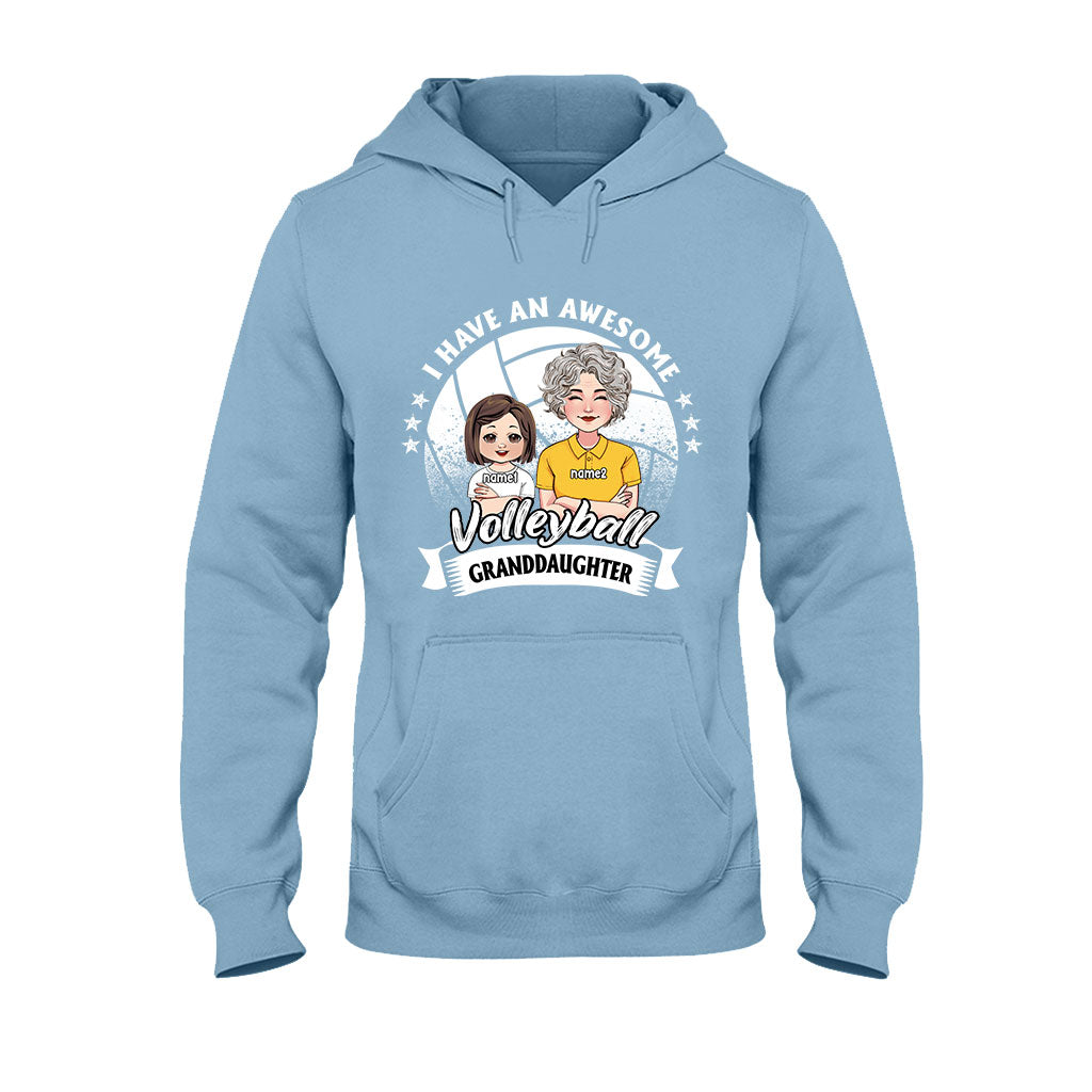 Awesome Volleyball Granddaughter - Personalized Volleyball T-shirt And Hoodie