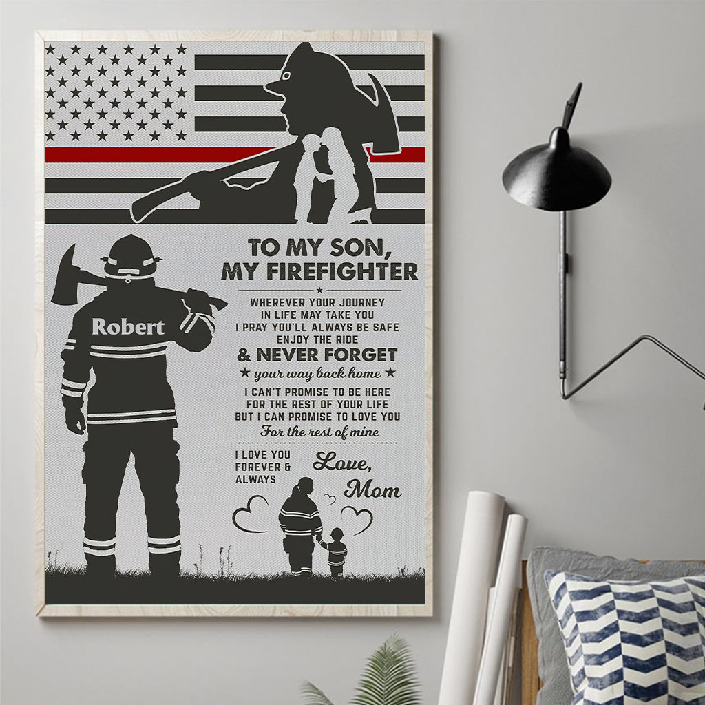 To My Firefighter - Personalized Firefighter Canvas And Poster