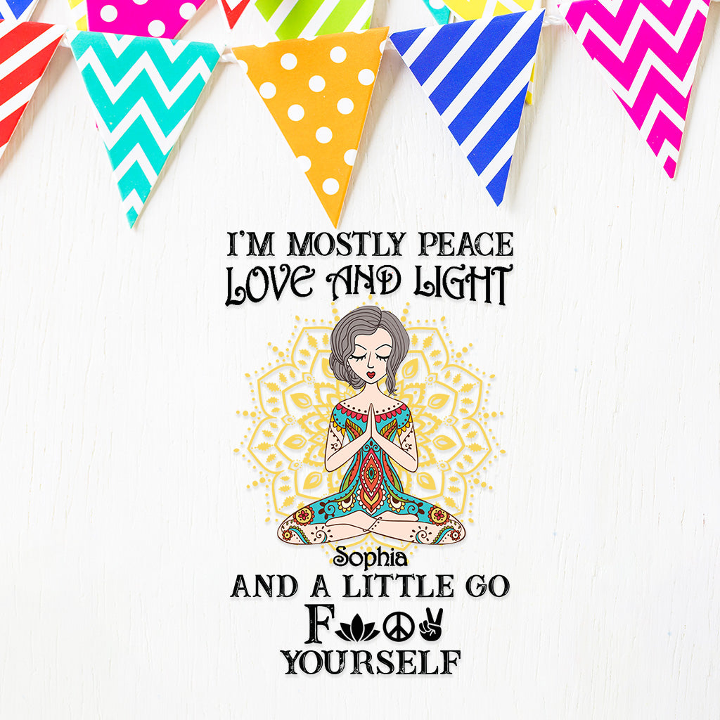 Discover I’m Mostly Peace Love And Light - Personalized Yoga Decal