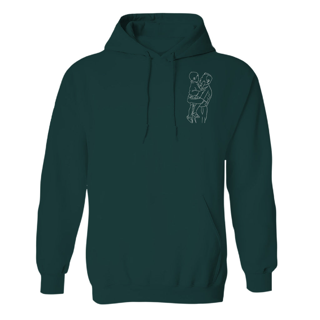 Custom Line Art - Personalized Grandpa Embroidered Hoodie