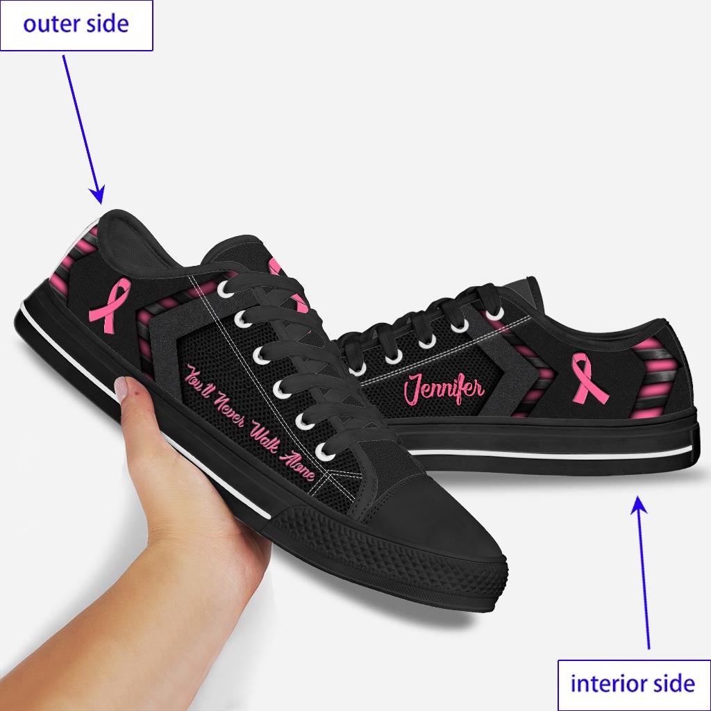 You'll Never Walk Alone - Personalized Breast Cancer Awareness Low Top Shoes
