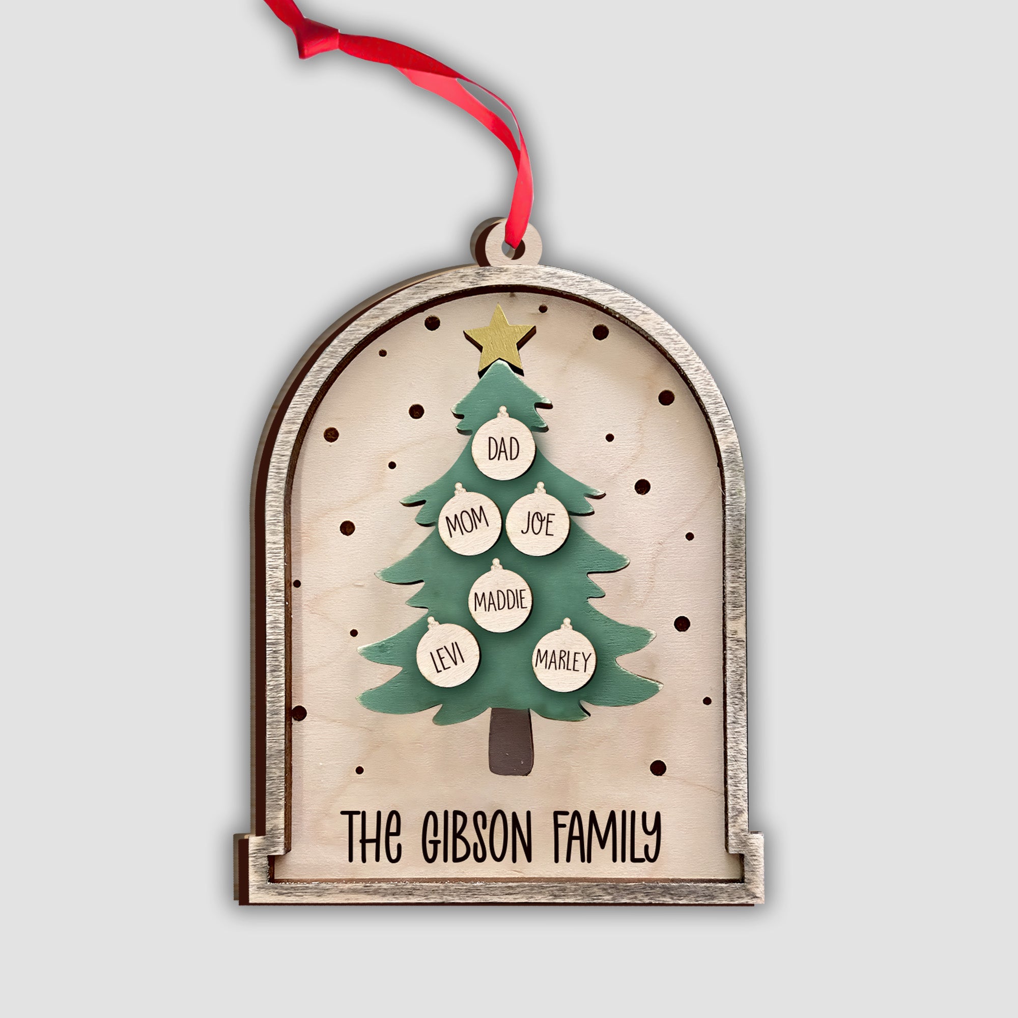 Christmas Tree - Personalized Family 2 Layered Piece Ornament
