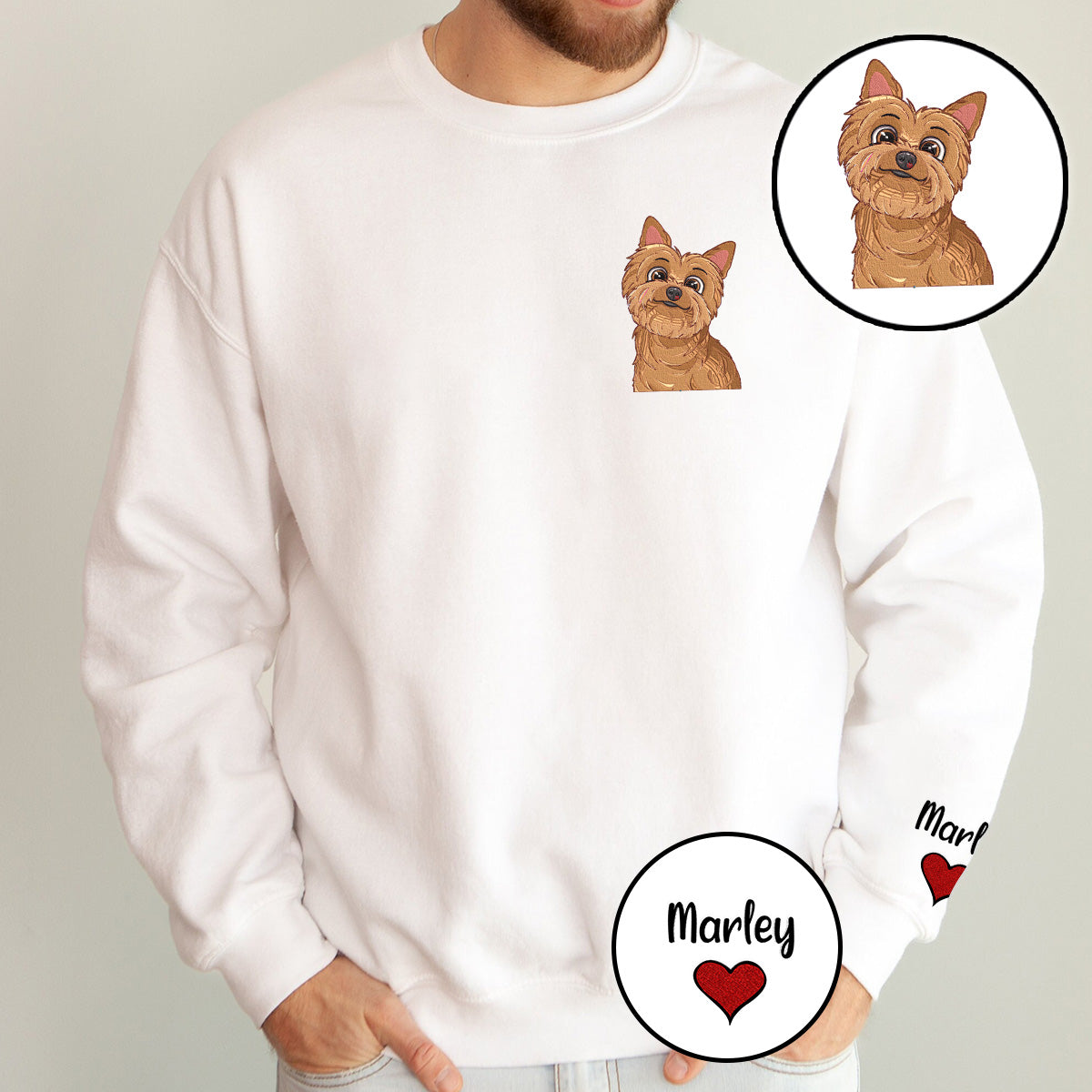 Custom 2D Photo - Personalized Dog Embroidered Sweater