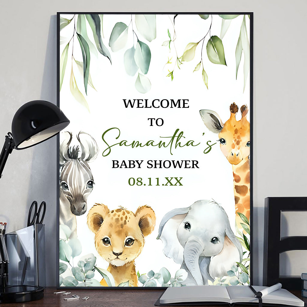 Welcome To Baby Shower - Personalized Newborn Canvas And Poster